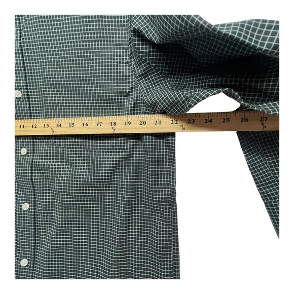 Duluth Trading Shirt Mens Large Wrinkle Fighter Slim Fit Long Sleeve Green Check - Picture 6 of 10